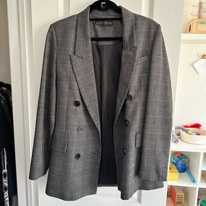 Zara plaid double breasted blazer, size large